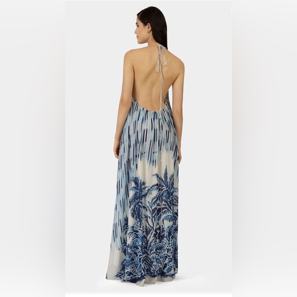 Sleeveless Maxi Dress In Blue And White Print - Picture 5 of 6